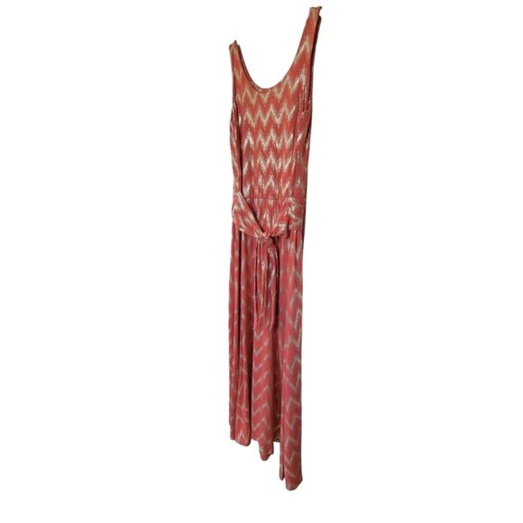 SOFT SURROUNDINGS Sz S Salmon Gold Alessandra Metallic Chevron Long Maxi Dress - Picture 10 of 14